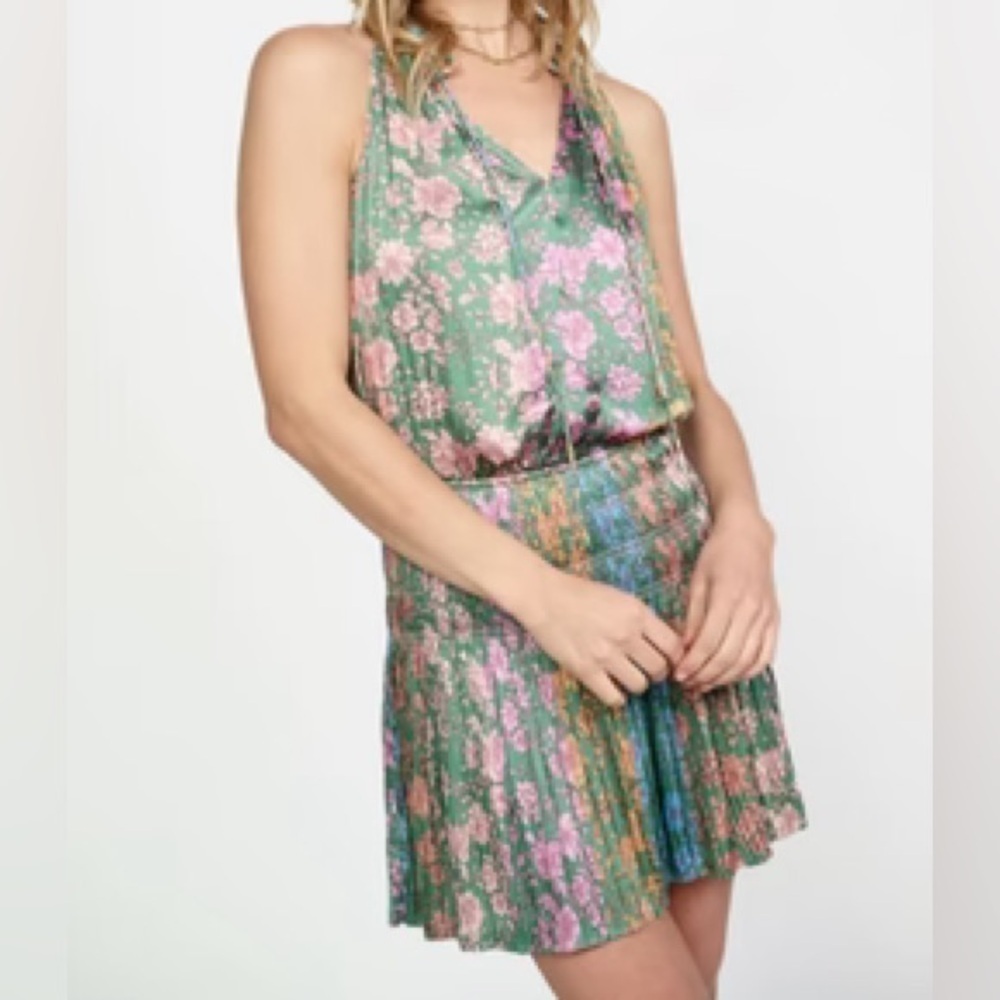 Current Air Green Floral Mini Dress Size Large